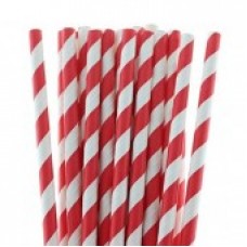 Paper Straws Red Stripe (8mm diameter)