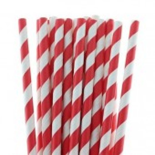 Paper Straws Red Stripe (8mm diameter)