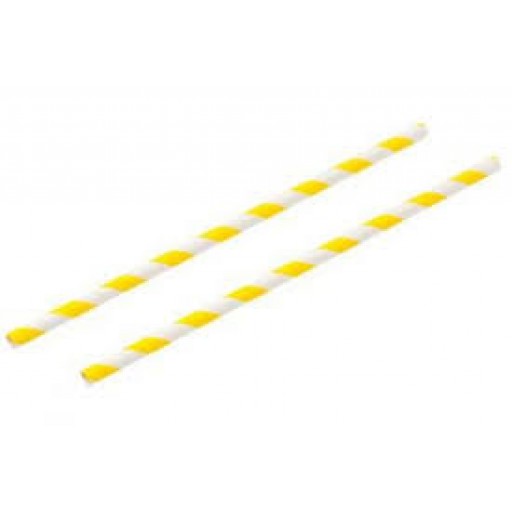 Paper Straws Yellow Stripe (6mm diameter)